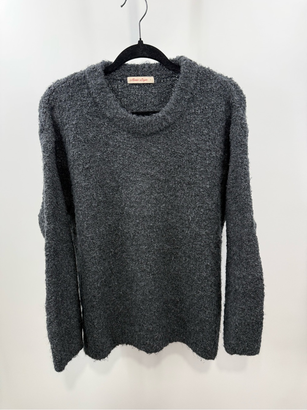 Marine Layer Elena Bouclé Oversized Pullover Sweater Gray Womens Size Large